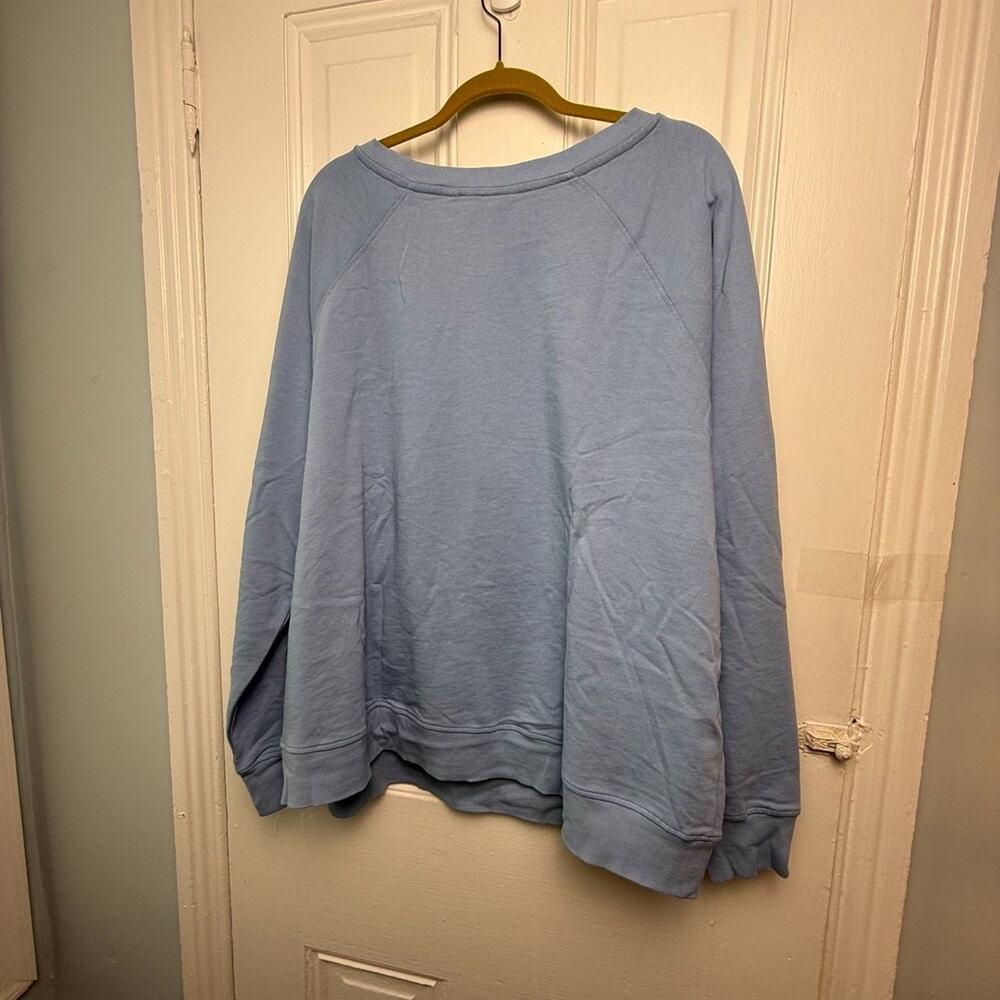 Peace Love World Embroidered Floral Sweatshirt Women 2X French Terry Blue NWOT - Picture 6 of 9
